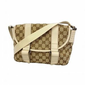 Gucci Shoulder Bag GG Canvas 145858 Canvas Brown White Silver Hardware  Men's